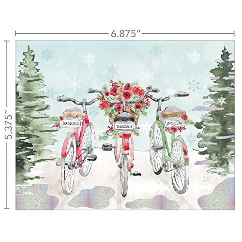 Christmas Card Set 18 with Envelopes - Linen-Embossed Winter Scene by Dina June (5.9 x 1.5 x 1.5 inches)