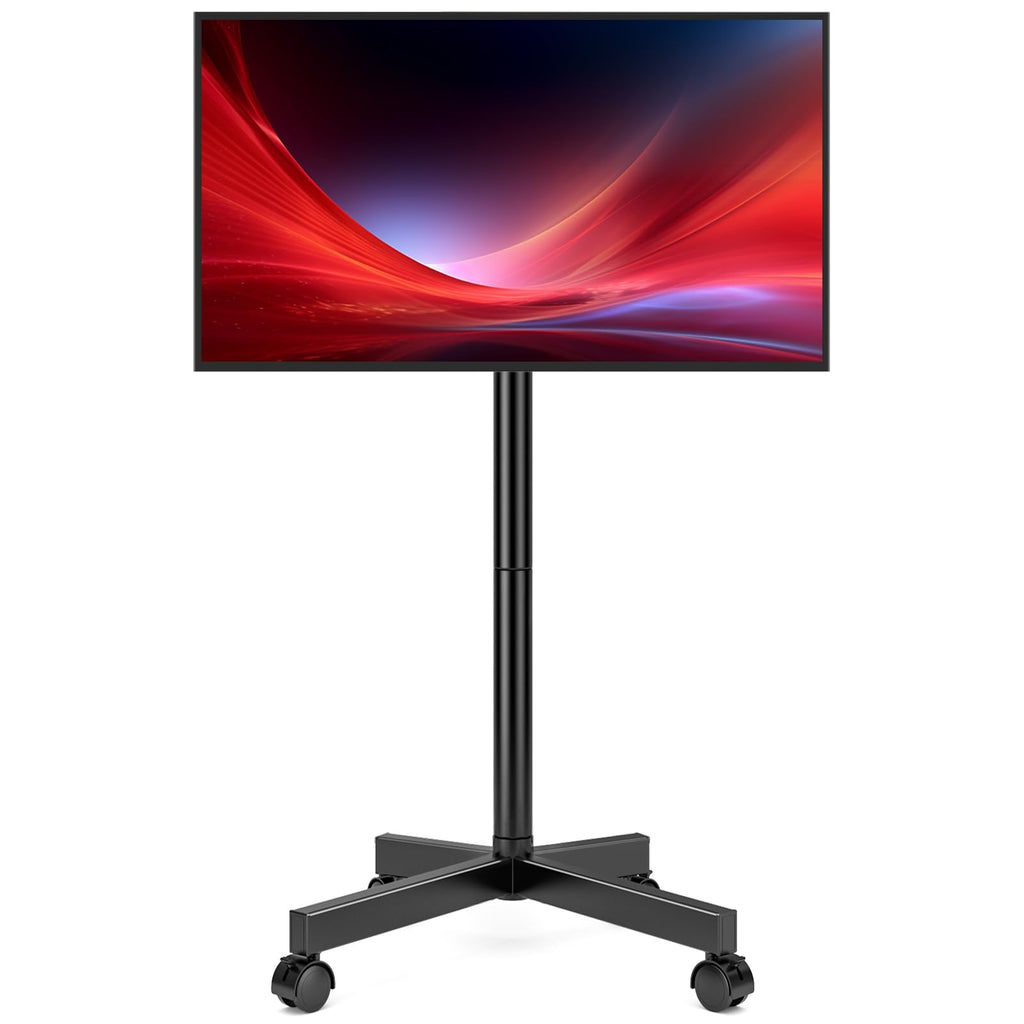 Hemudu Mobile TV Stand for 23-60 Inch LCD LED Flat/Curved Screen TVs, TV Cart Holds up to 77Lbs, Rolling TV Stand with Tilt and Height Adjustable, Pole TV Floor Stand with Wheels Max VESA 400x400mm