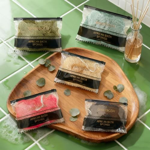 African Exfoliating Net Sponge Body Scrubber - Beige Bath Washcloth