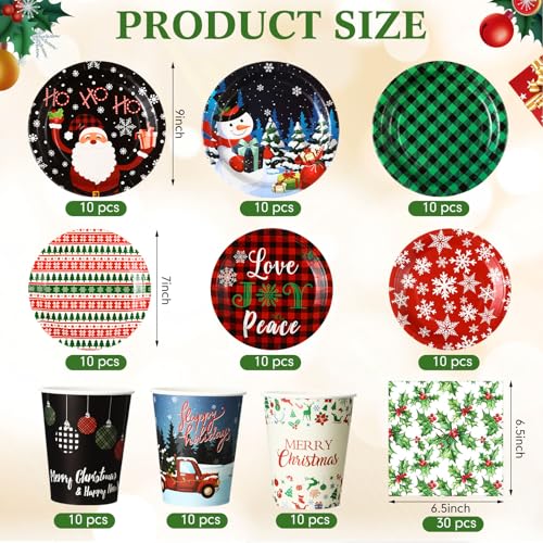 Christmas Disposable Plate and Napkin Set – Holiday Party Dinnerware & Cups