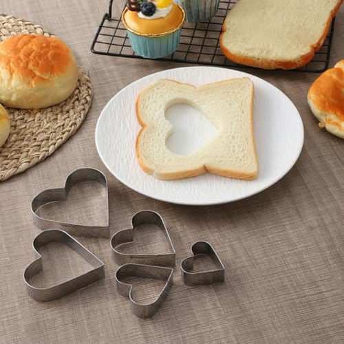 Ezymivs Stainless Steel Heart Cookie Cutter Set - 5 Sizes
