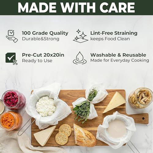 6-Pack Grade 100 Cheese Cloths - 20x20 Inch Unbleached Cotton