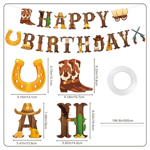Western Cowboy Happy Birthday Banner for Themed Parties