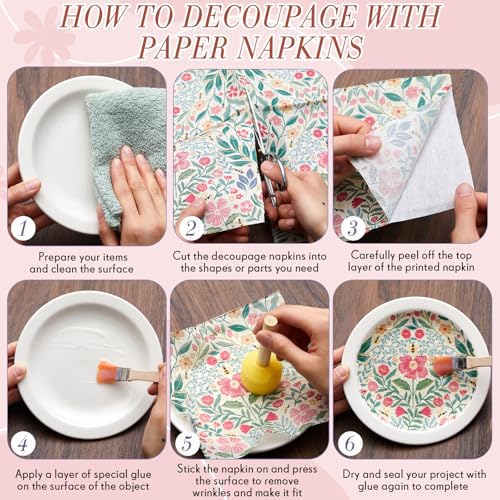 Crtiin 20 Pack Floral Cocktail Napkins for Parties & Crafts