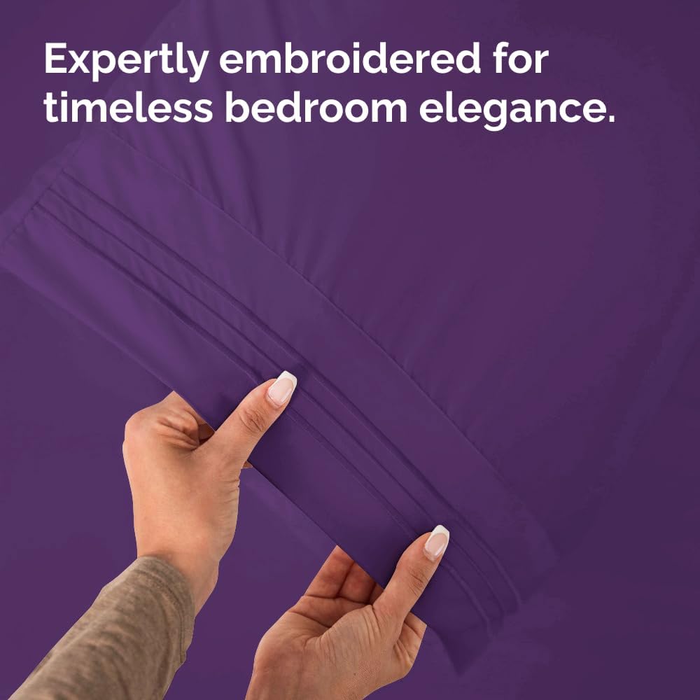 Ultra Soft Pillow Cases Set of 10 | Hotel Quality Comfy Covers - Wrinkle Free & Fade Resistant - Easy Care - Purple