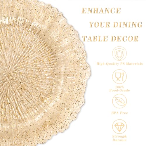Gold Glitter Disposable & Reusable Plates for Party - 60PCS