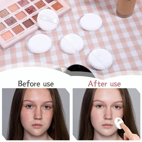 Tiesome Mini Finger Powder Puffs 12 Pcs Soft Makeup Sponges White
