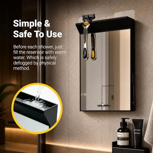 Fogless Shower Mirror for Shaving - Anti-Fog Bathroom Mirror with Razor Holder