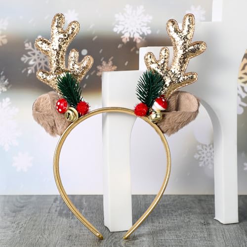 Christmas Deer Antlers Headband Glitter Animal Ears Xmas Hair Band