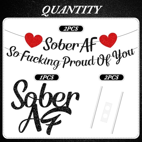 Sober AF Banner & Cake Topper - Sobriety Celebration Decor