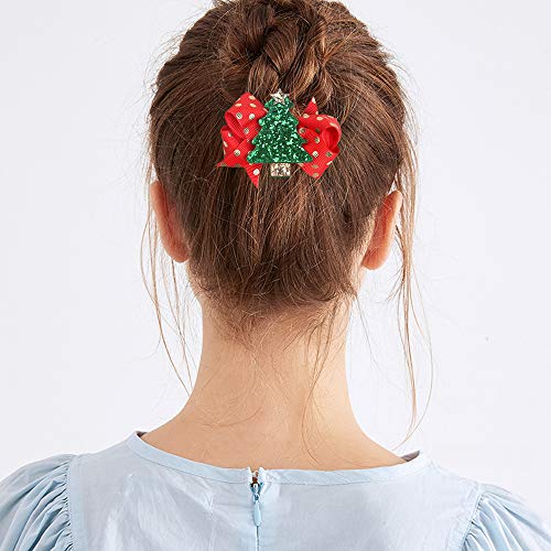 Christmas Bow Hair Clips 4 Pack Sequins Holiday Hair Accessories