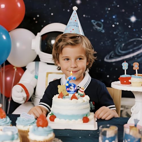 Number 6 Spaceship Birthday Candle - Space Themed Cake Topper