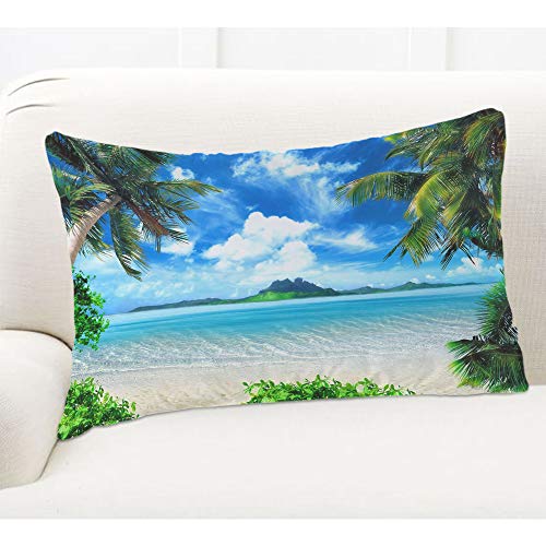 Palm Tree Beach Throw Pillow Cover 20x30 Inch - EKOBLA