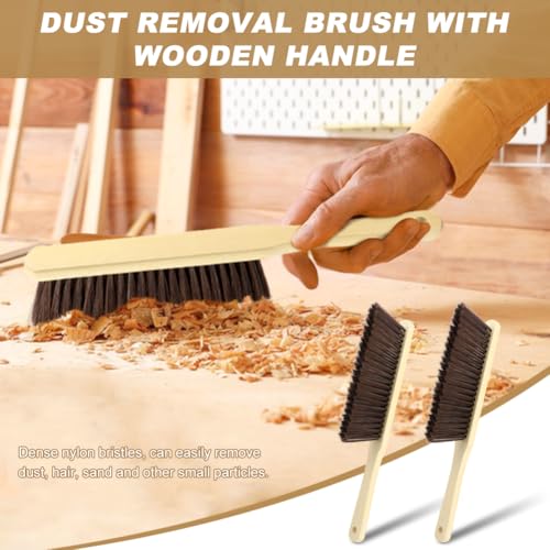 CALIDAKA 2-Piece Wooden Hand Broom Brushes with Long Handle - Soft Bristle Cleaning Brush (As Shown)