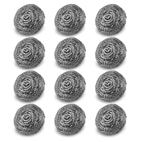 12 Pack Stainless Steel Wool Scrubber Pads for Effective Cleaning