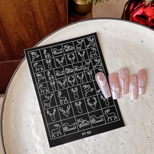 Christmas Nail Stencils Stickers 6 Sheets Airbrush Decals for Holiday DIY