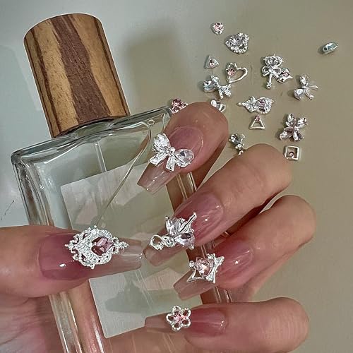 AMLAVIFISH 28PCS 3D Nail Charms & Gems Set - Y2K Bow & Heart Designs