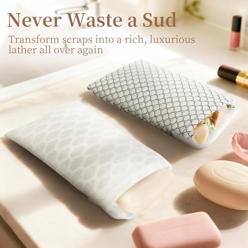 Zelin Double Layer Soap Saver Bag 4-Pack - Exfoliating Bar Soap Pouch