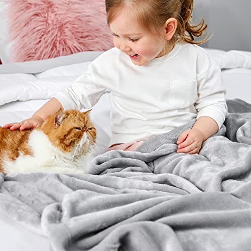 Bedsure GentleSoft Kids Fleece Blanket, Light Grey, 43x55 Inches