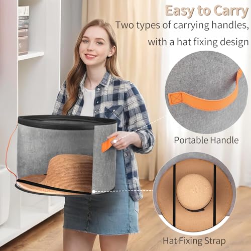 kushon Grey Oversized Clear Hat Storage Box for 6-9 Hats