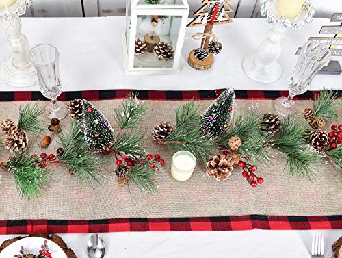 6 Foot Artificial Christmas Pine Garland with Berries Pinecones & Needles