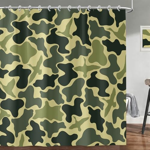 Duck Camo Shower Curtain Set - 60x72 inches with Hooks