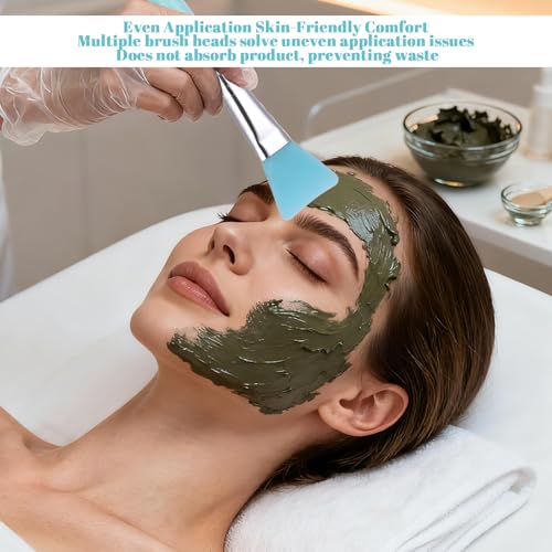 7-Piece Silicone Brush Applicator Kit for Skincare and Makeup in Blue