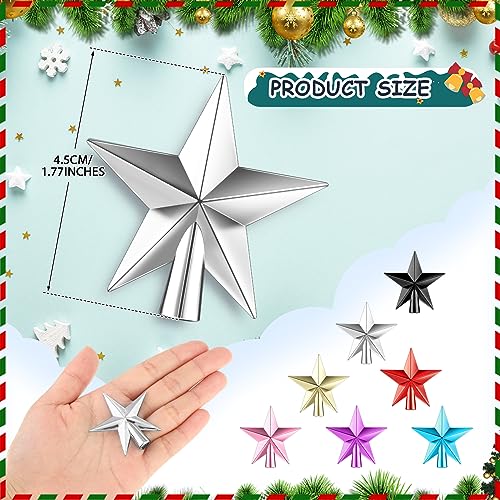 Mini Christmas Tree Topper Star - Silver Glitter Decoration, 1.77 Inch