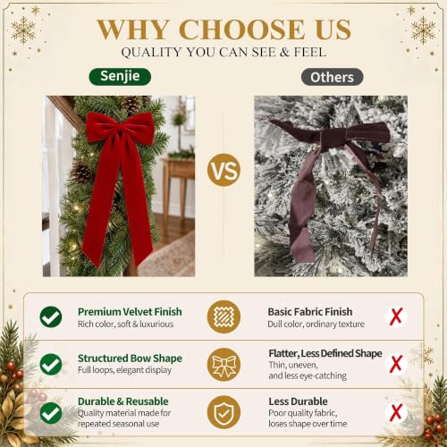 Red Velvet Christmas Tree Bow Set - Large Holiday Decor, Single-Bow Variation