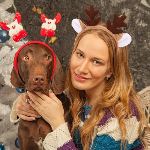 CURASA Reindeer Antler Headband with Bell for Christmas Costumes