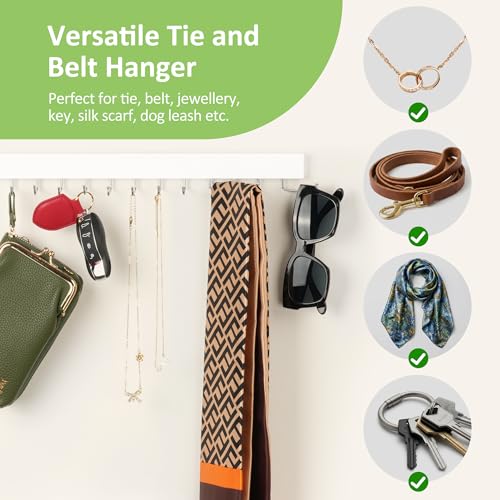 Wall-Mounted Wooden Tie Hanger with 24 Non-Slip Hooks - 2 Pack