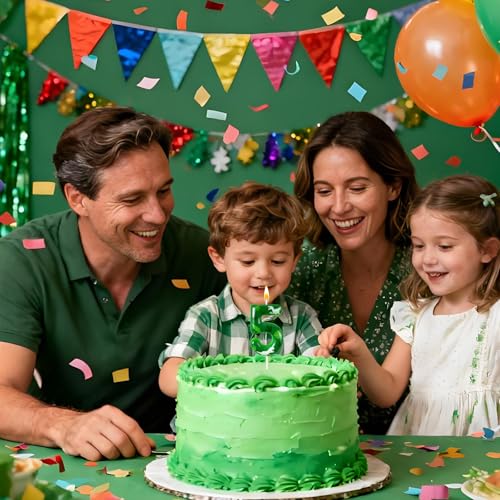 Number 5 Dinosaur Birthday Candle - Green Jungle Theme Cake Topper