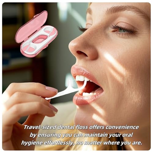 TIKIYOUN 5-Pack Travel Dental Floss Pick Case with 50 Picks