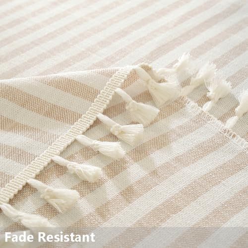 Beige 70-Inch Round Outdoor Tablecloth - Fall Pattern, Heavy Waterproof Fabric