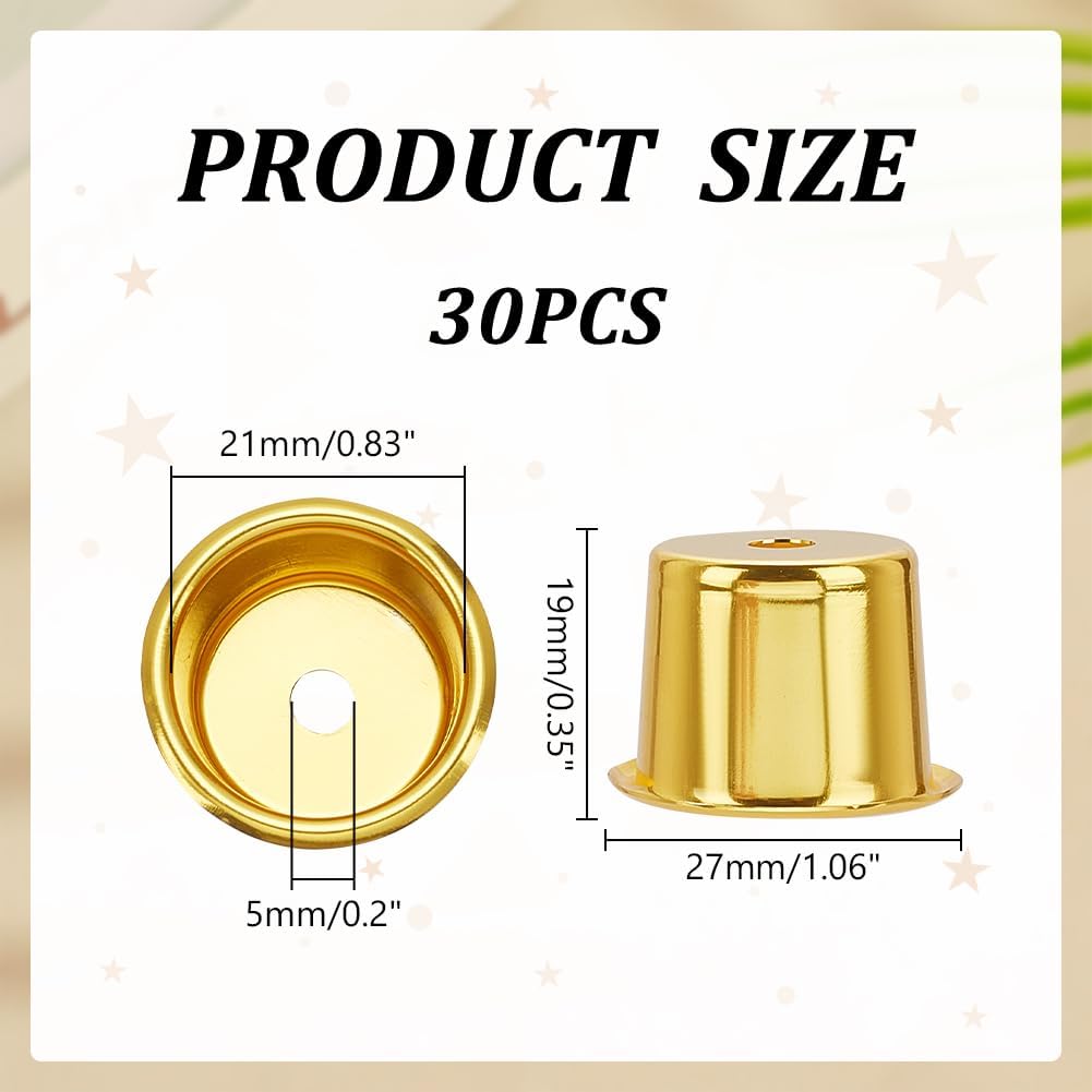 PH PandaHall Gold Candle Holders - 30pcs Metal Drip Protectors for Weddings & Christmas Decor | 1-Inch Size