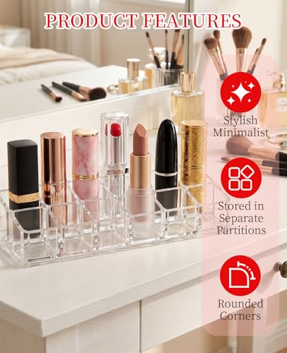 2pcs Lipstick Organizer - Clear Acrylic Holder for Lip Gloss & Perfume