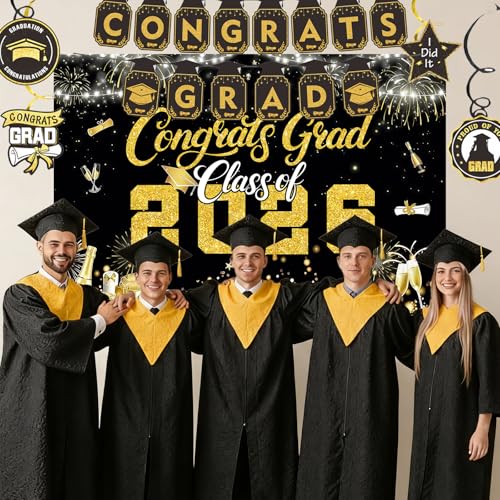 Orgcity Class of 2026 Graduation Decorations Set with Banner, Backdrop & Balloons