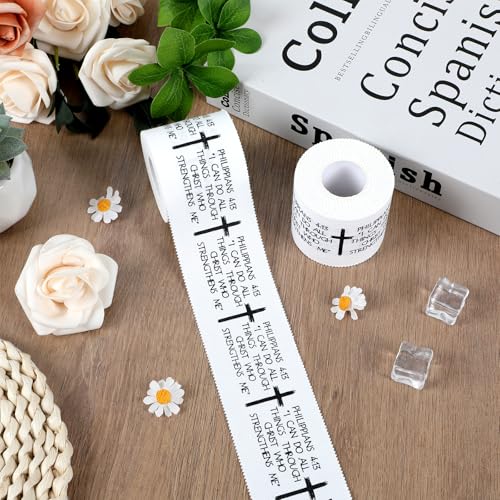 2Pcs Christian Athletic Tape 2in x 23ft Cotton Zinc Oxide Sport Faith Cross Sports Wristbands Religious Bible Verse Wrist Tape for Football Baseball Athlete Gymnastic Boxing First Aid Injury Wrap