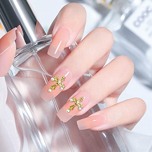 3D Cross Nail Charms Rhinestone Pearl Alloy Gems 30pcs DIY Nail Art Decor