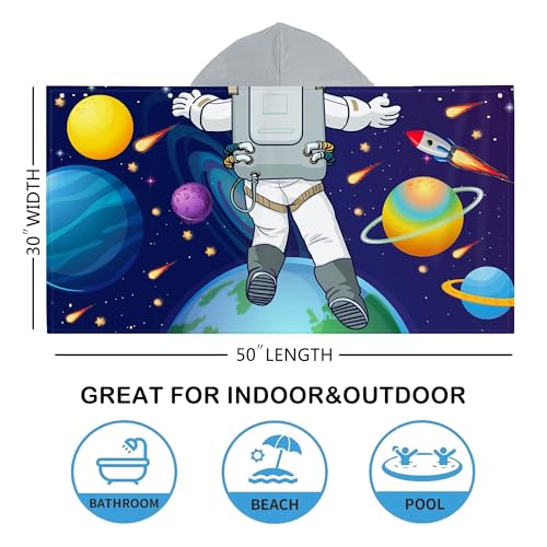 30"x50" Kids Hooded Beach Towel - Outer Space Theme