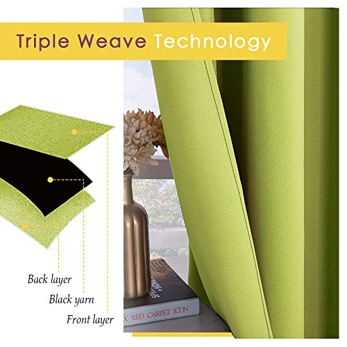NICETOWN Fresh Green Blackout Curtain Panels, 70" x 95" - 2 Pack, Thermal Insulated Grommet Top Drapes