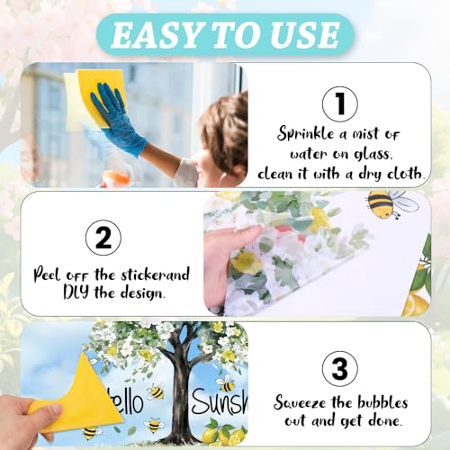 Heirloom Haven Extra Large Lemon Tree Window Clings - Yellow Spring Decor, 6 Sheets