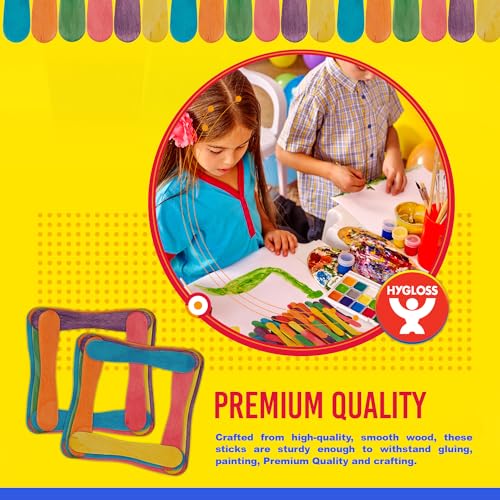 Vibrant Wooden Craft Sticks - 100 Count Colored Popsicle Sticks