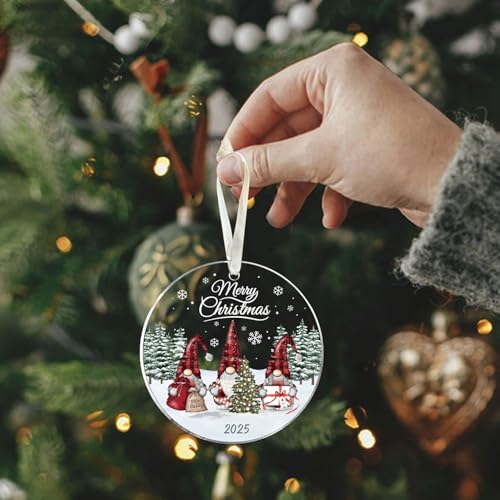 Gnome Christmas Ornament 2025 - Acrylic Holiday Decor Gift
