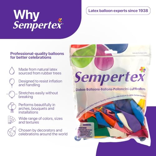 Sempertex 18-Inch Deluxe Black Latex Balloons - 6 Pack for Party Decor