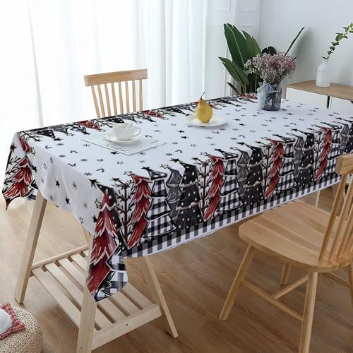 2 Pack Christmas Tablecloths 54x108 Inch Black White Buffalo Plaid Holiday Decor