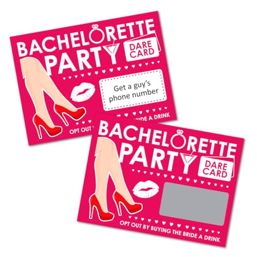 Bachelorette Dare Cards Game - Hot Pink Scratch-Off Challenges for Bridal Shower & Girls Night