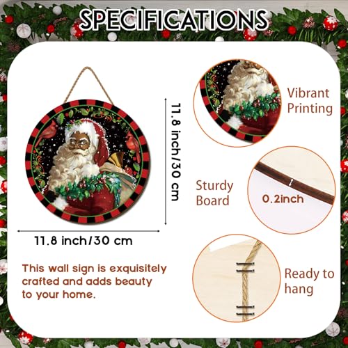 African American Christmas Hanging Sign - Wooden Door Decor