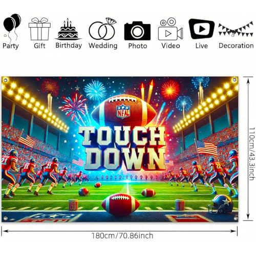 BlissYard Football Game Day Backdrop 71x43 Inch with Fireworks