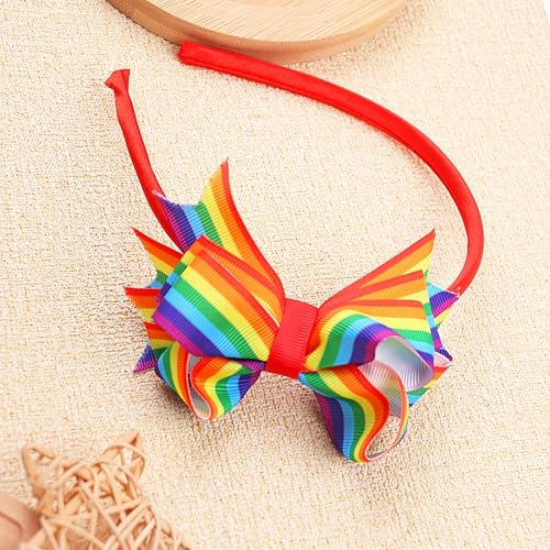 Doneace Pride Day Rainbow Bow Hairband Colorful Butterfly Hair Accessories